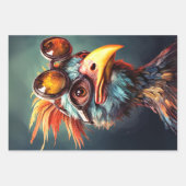 チキンお洒落デカップラッピング紙セット3 ラッピングペーパーシート (正面)