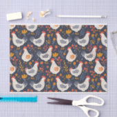 チキンかわいらしカラフルイラストのパターン 薄葉紙 (クラフト)