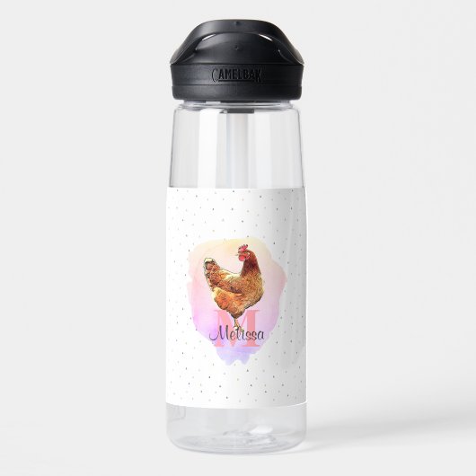 チキンかわいらしファーム動物モノグラム模様 ウォーターボトル (背面)