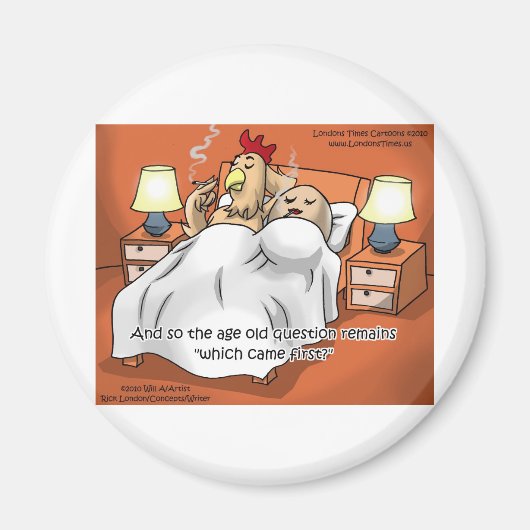 チキンか卵来1位？ギフトおもしろい&ティー マグネット (正面)