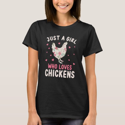 チキンが大好きな女の子ペット養鶏場O Tシャツ (正面)