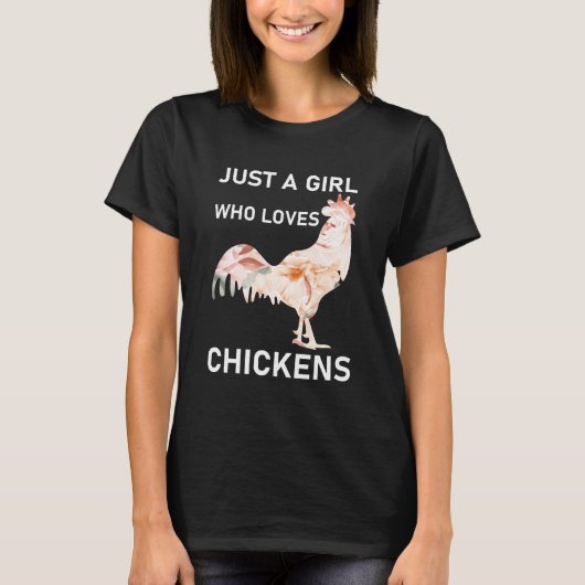 チキンが大好きな女の子、かわいいチキン Tシャツ (正面)