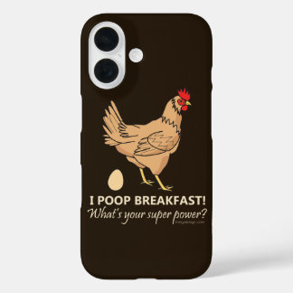 チキンが朝食をうんちする面白いデザイン iPhone 16ケース