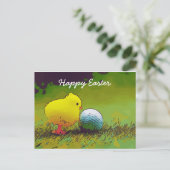 チキンとゴルフボールカード付ハッピーイースター ポストカード (スタンド正面)