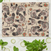 チキンとヴィギパターン（の模様が）あるー キッチンタオル (折り畳み)