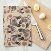 チキンとヴィギパターン（の模様が）あるー キッチンタオル (四つ折り)
