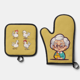 チキンのおばさん 鍋つかみ&鍋敷きセット