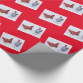チキンのスカーフとクリスマスハットの季節 ラッピングペーパー (角)