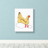 チキンのボーリングとボーリングピン キャンバスプリント (インサイチュ (ウッドフロア))