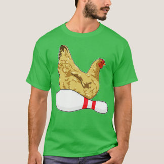 チキンのボーリングとボーリングピン Tシャツ