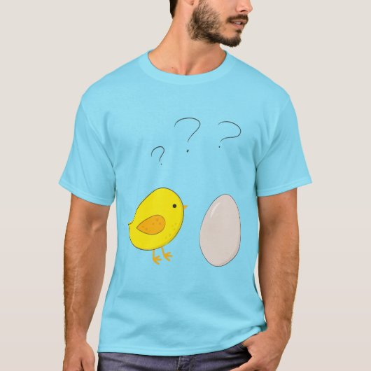 チキンまたは卵かわいい漫画おもしろい復活祭 Tシャツ (正面)