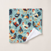 チキンアンドルースターデザイン バスタオルセット (ウォッシュタオル)