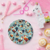 チキンアンドルースターデザイン ペーパープレート (パーティー)