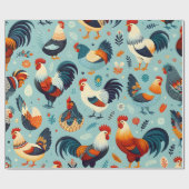 チキンアンドルースターデザイン ラッピングペーパー (フラット)