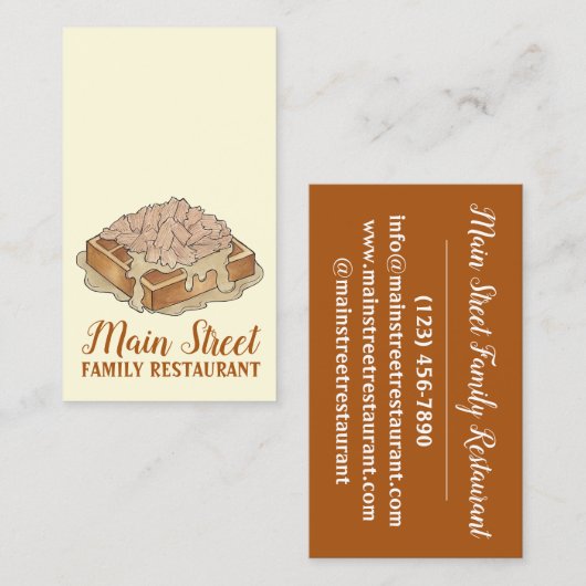 チキンアンドワッフルズPAオランダアミッシュレストランフード 名刺 (正面/裏面)