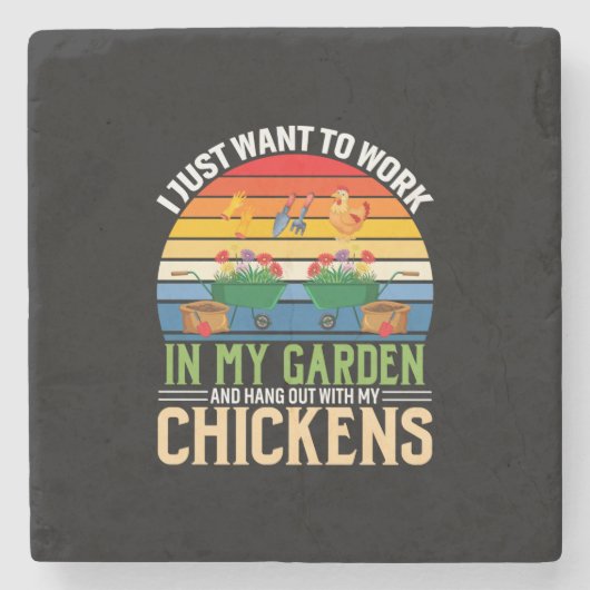 チキンアートと私の鶏との二日酔い ストーンコースター (正面)