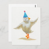 チキンアートパーティーハット感じラブリーズホリーダンス ポストカード (正面/裏面)