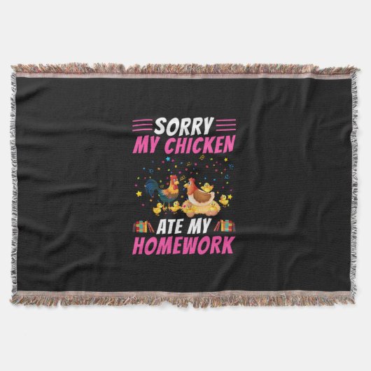 チキンアート私のチ食べキンの宿題 スローブランケット (正面)