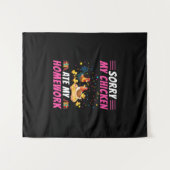 チキンアート私のチ食べキンの宿題 タペストリー (正面(横))