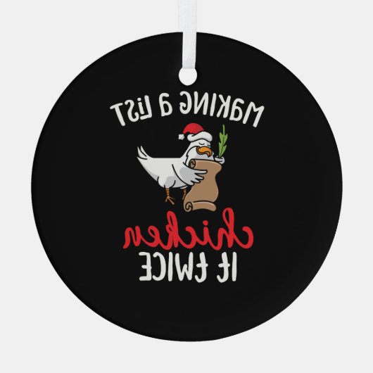 チキンイットツーチキンおもしろいクリスマスデザイン ガラスオーナメント (裏面)