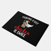 チキンイットツーチキンおもしろいクリスマスデザイン ドアマット (アングル)