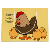 チキンイラストレーションカスタム文字抱き枕 ラージペーパーバッグ (正面)