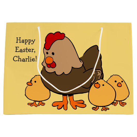 チキンイラストレーションカスタム文字抱き枕 ラージペーパーバッグ