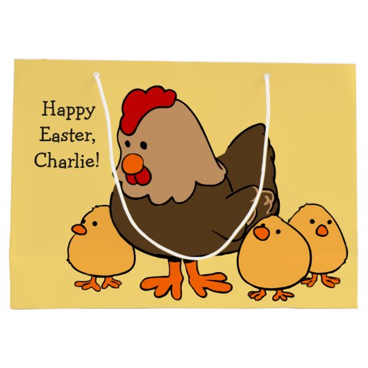 チキンイラストレーションカスタム文字抱き枕 ラージペーパーバッグ (裏面)