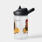チキンイラストレーション名前をカスタムする ウォーターボトル (左面)