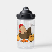 チキンイラストレーション名前をカスタムする ウォーターボトル (背面)