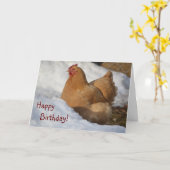 チキンインスノー誕生日カード カード (黄色い花)