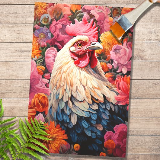 チキンインフラワーズ4デクページ紙 薄葉紙