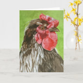 チキンインプロファイルグリーティングカード カード (黄色い花)