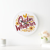 チキンウィスパーラファームハウス素朴コテージコア ラージ壁時計 (ホーム)