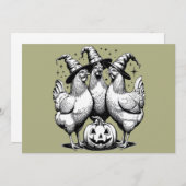 チキンウィッチハローウィンヴィンテージ魔女 招待状 (正面/裏面)