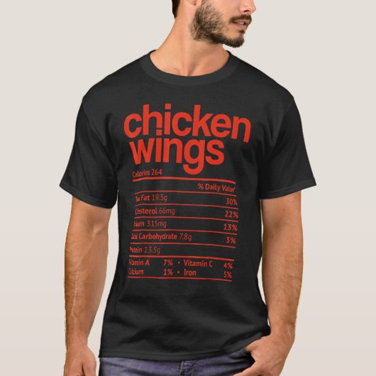 チキンウィングの栄養成分表示 サンクスギビング クリスマス Tシャツ (正面)