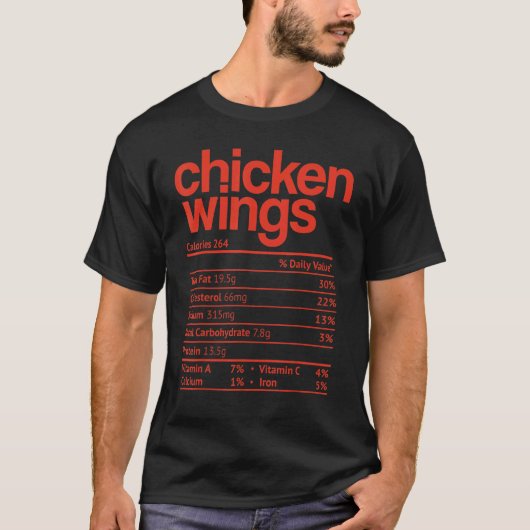チキンウィングの栄養成分表示 サンクスギビング クリスマス Tシャツ (正面)