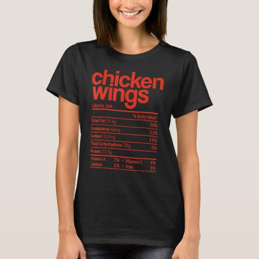チキンウィングの栄養成分表示 サンクスギビング クリスマス Tシャツ (正面)