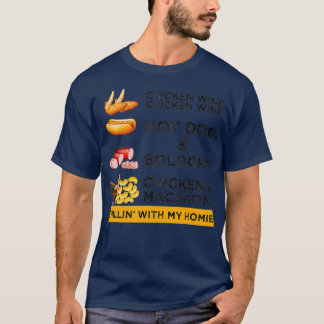 チキンウィングチキンウィングホットドッグとボローニャの男性 Tシャツ