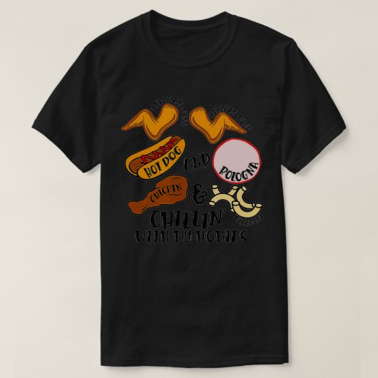 チキンウィング チキンウィング ホットドッグ & ボローニャ ヴァイラル Tシャツ (デザイン正面)