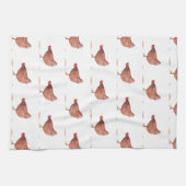 チキンウォーターカラーカントリーロースターファームハウス キッチンタオル (横)