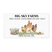 チキンエッグファーム水彩新鮮なカートン ラベル (正面)