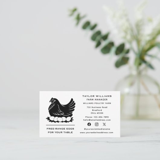 チキンエッグファーム農家ファームハウスソーシャルメディア 名刺 (スタンド正面)