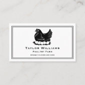 チキンエッグファーム農家ファームハウスブラックアンドホワイト 名刺 (正面)