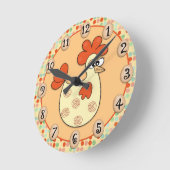 チキンエッグ水玉模様 ラウンド壁時計 (傾斜)