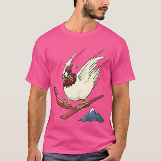チキンオンスキーダウン飛んでいるヒル Tシャツ (正面)