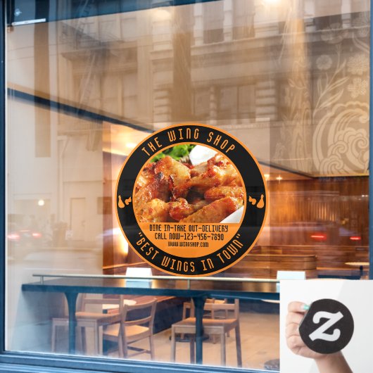 チキンカスタマイズウイングレストランラージフロント ウィンドウサイン (カフェ窓)