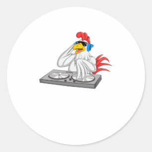 チキンカッコいいDJおもしろいパーティーAnimal Music Mi ラウンドシール