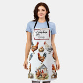チキンカラフルとオンドリのおばあちゃん エプロン (着用した状態)
