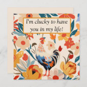 チキンカラフルフローラサンキューカード (正面/裏面)